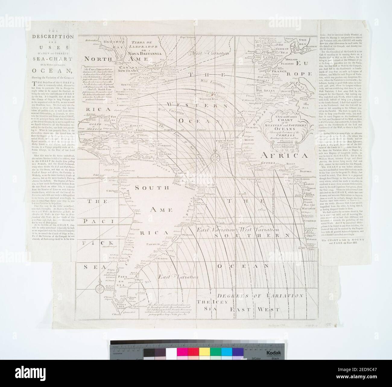 Un nouveau et bon tableau de l'Ouest et du sud des océans - montrant les variations de la boussole d'après les dernières observations et les meilleures Banque D'Images