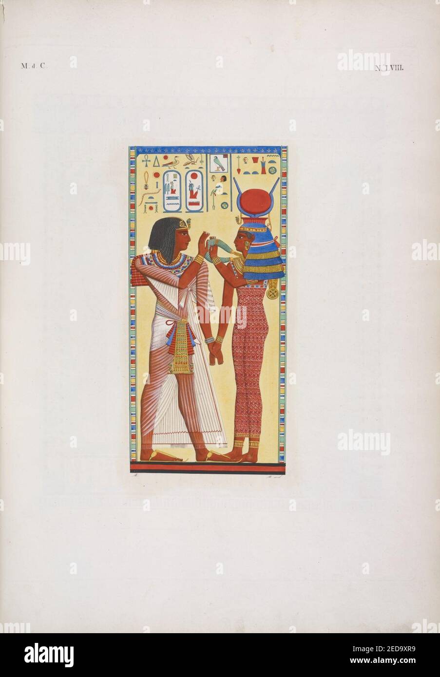 Menphtah Bassorilievo della Tomba di I- il re une ammesso toccare la mistica Collana di Athyr (HATHOR) Banque D'Images