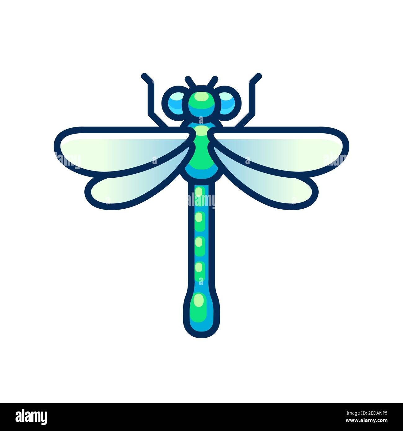 Icône représentant une libellule vectorielle, conception géométrique plate. Illustration simple de clip art de dessin animé. Illustration de Vecteur