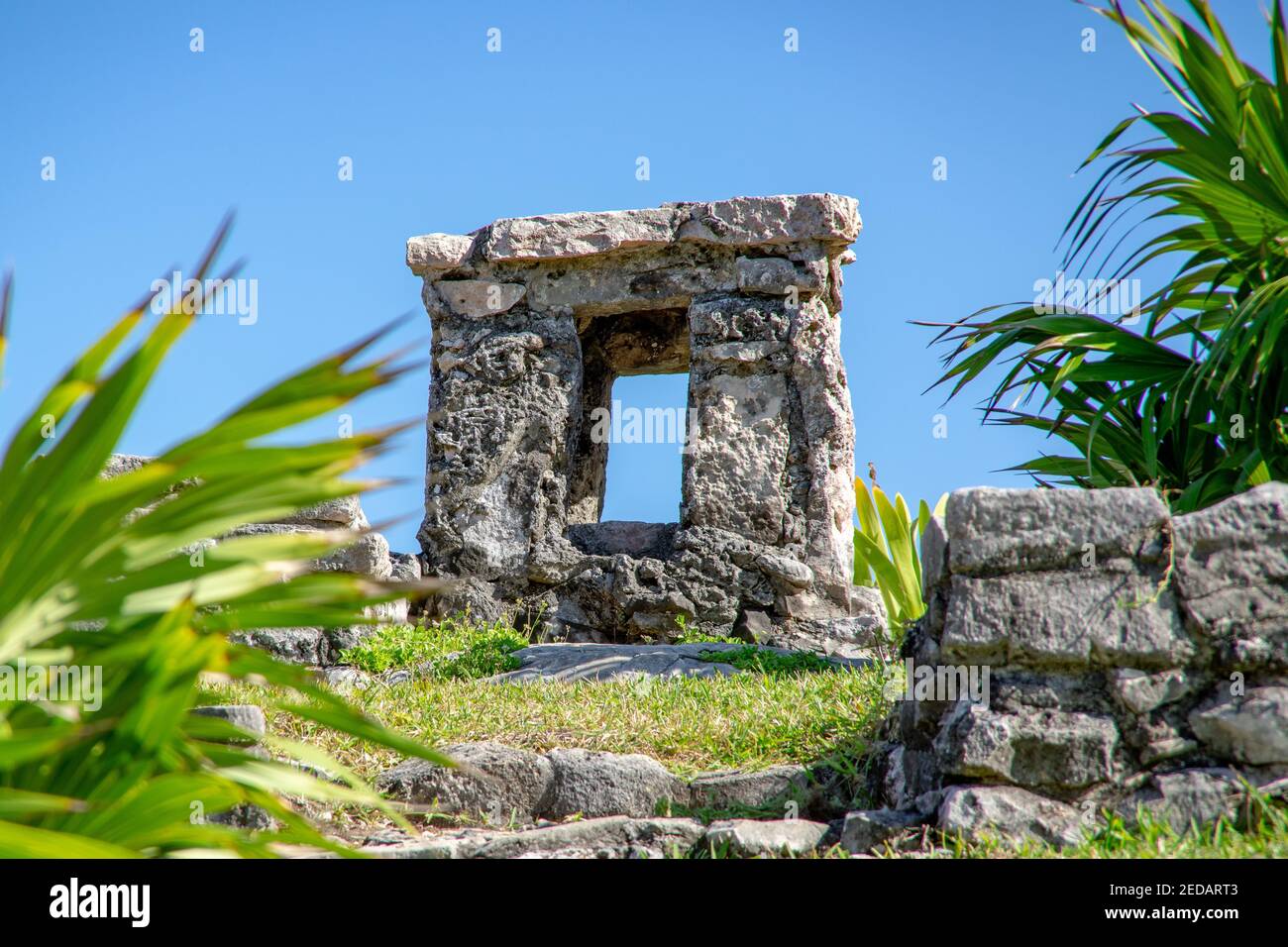 Les ruines Maya de Tulum sur la péninsule du Yucatán dans l'état de Quintana Roo, Mexique Banque D'Images