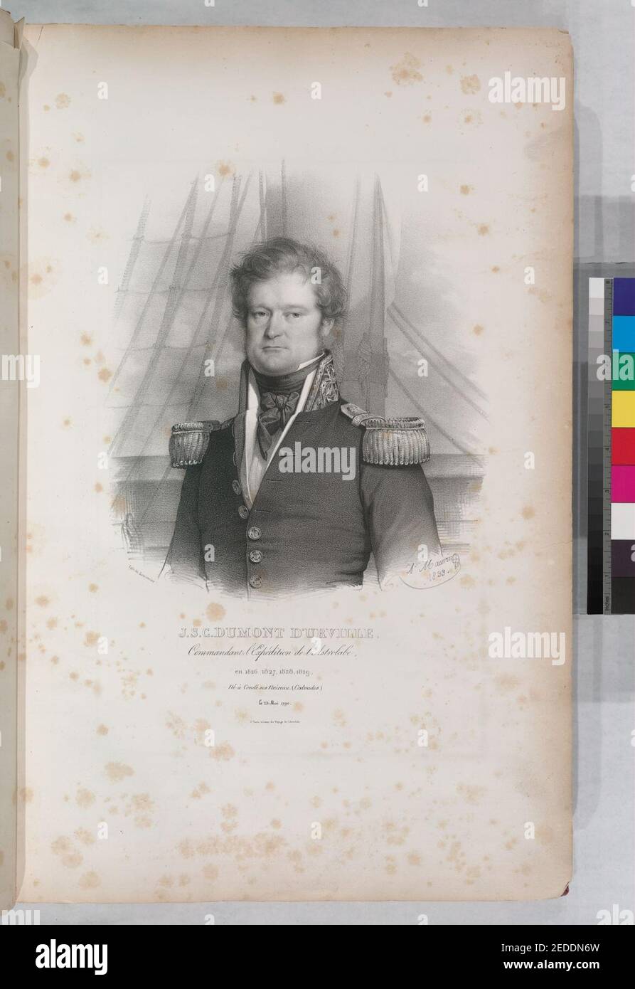 J.C. Dumont d'Urville.- Commandant de l'expédition de l'Astrolabe, en 1826, 1827, 1828, 1829, né á condé sui noireau. (Calvados.), PE 23 mai 1790 Banque D'Images