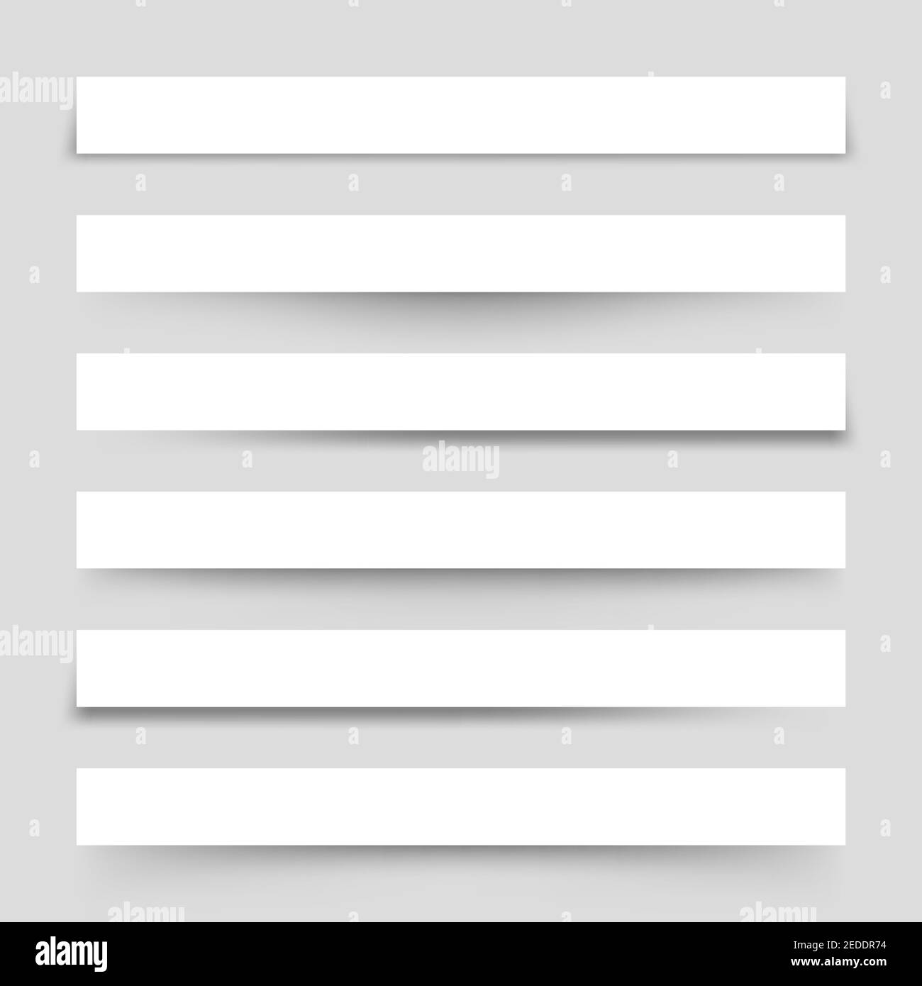 Jeu de feuilles de papier blanc blanc avec ombres. Séparateurs de page sur fond gris. Effet d'ombre réaliste et transparent. Élément pour la conception. Vecteur Illustration de Vecteur