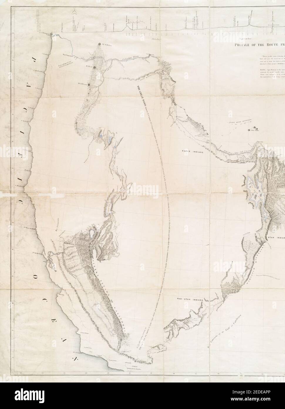 Carte d'une expédition explorant les montagnes Rocheuses à L'année 1842 et à l'Oregon et la Californie du Nord en les années 1843-44 Banque D'Images