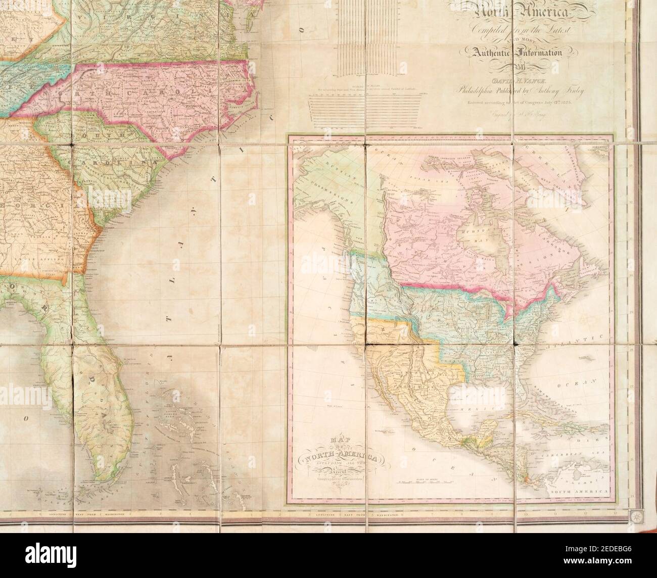 Carte des États-Unis d'Amérique du Nord Banque D'Images