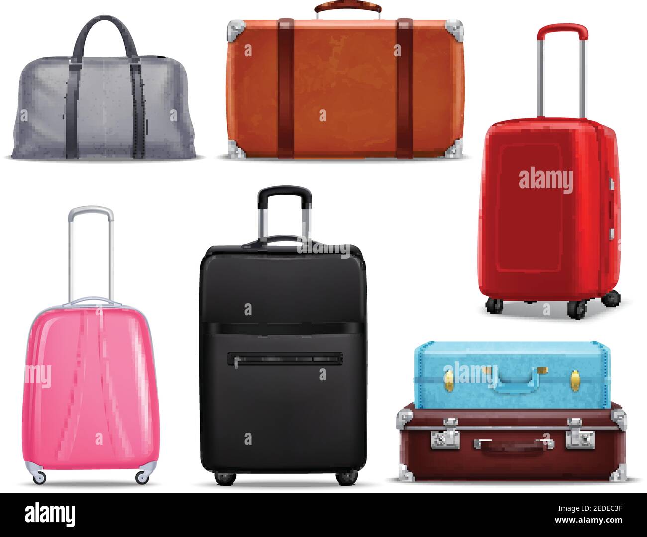 Vacances en famille et d'une assurance voyage avec bagage sac à main  moderne et rétro collection items vector illustration réaliste Image  Vectorielle Stock - Alamy