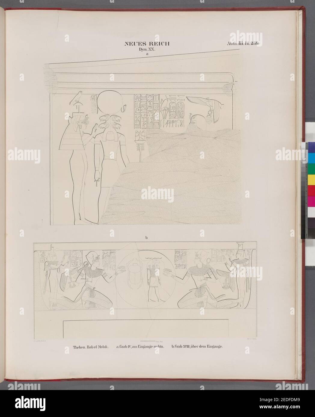 Neues Reich. Dynastie XX. Theben (Thèbes). Bab el Meluk (Bîban el-Mulûk)- a. Prenez 4, Am Eingange rechts; b. Saisissez 18, über dem Eingange Banque D'Images