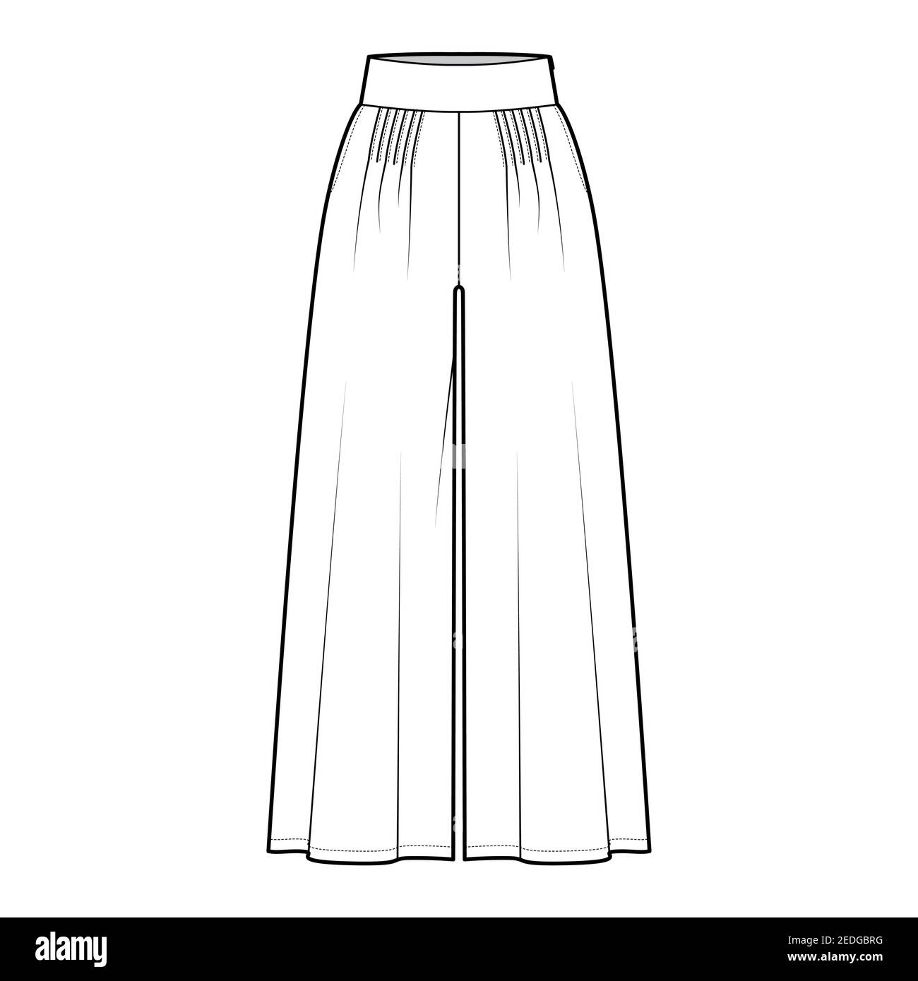Pantalon gaucho technique mode illustration avec taille basse, taille,  plissé, longueur courte de cheville, poches à coutures. Modèle de vêtement  à pantalon plat, blanc. Femmes, hommes, maquette de CAD unisex Image  Vectorielle