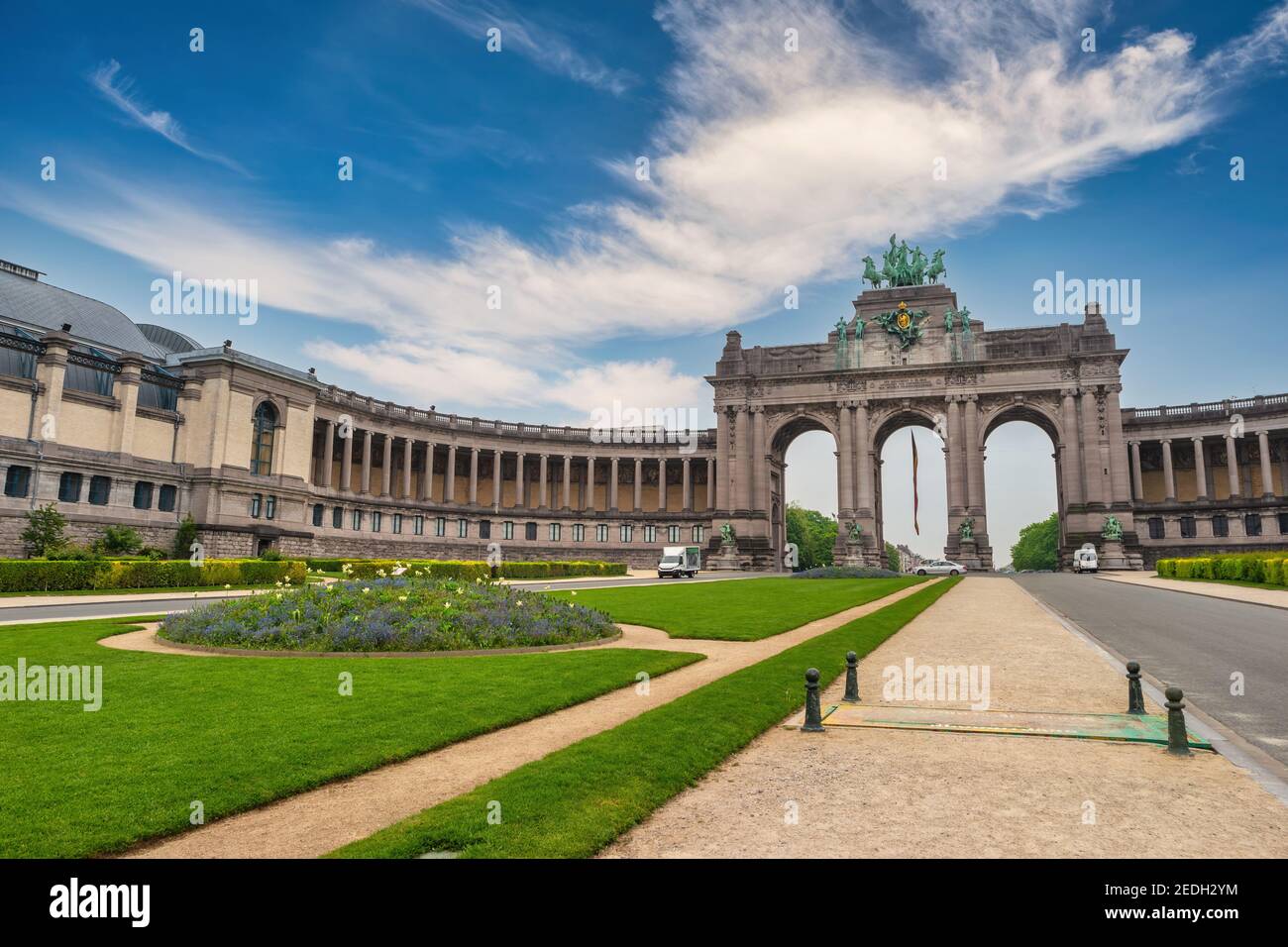 Bruxelles Belgique, vue sur la ville à l'Arcade du Cinquantenaire de Bruxelles (Arc de Triomphe) Banque D'Images