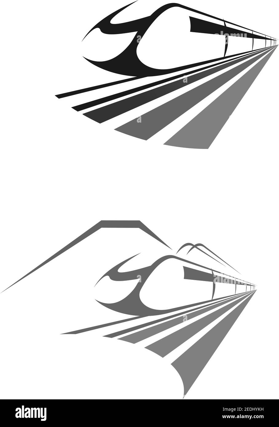 Icône train à grande vitesse. Transport ferroviaire ou ferroviaire express interurbain. Emblème Vector pour tramway souterrain urbain monorail, cargaison ou passage Illustration de Vecteur