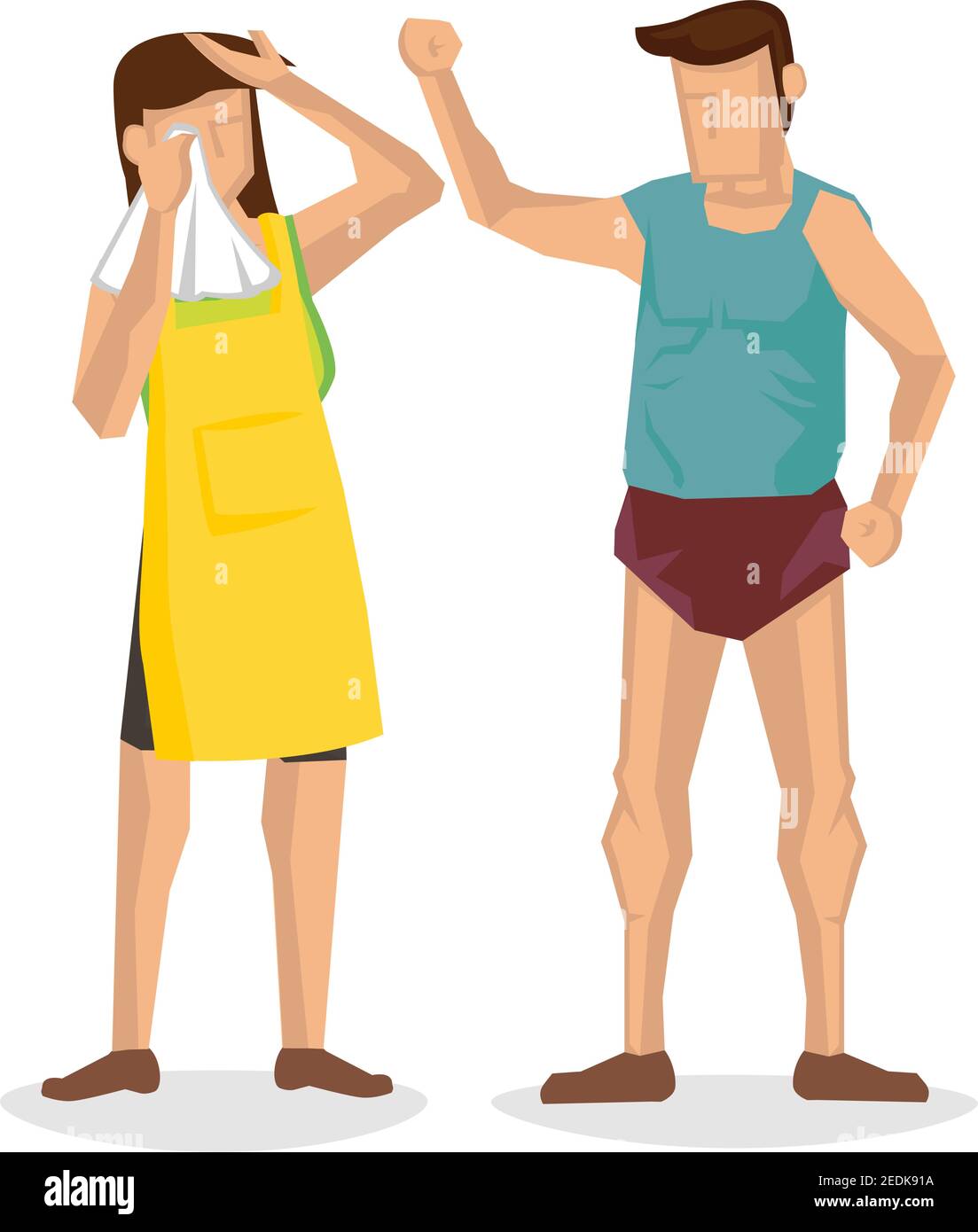 Homme battant sa femme. Notion de violence familiale ou de violence familiale. Illustration vectorielle. Illustration de Vecteur