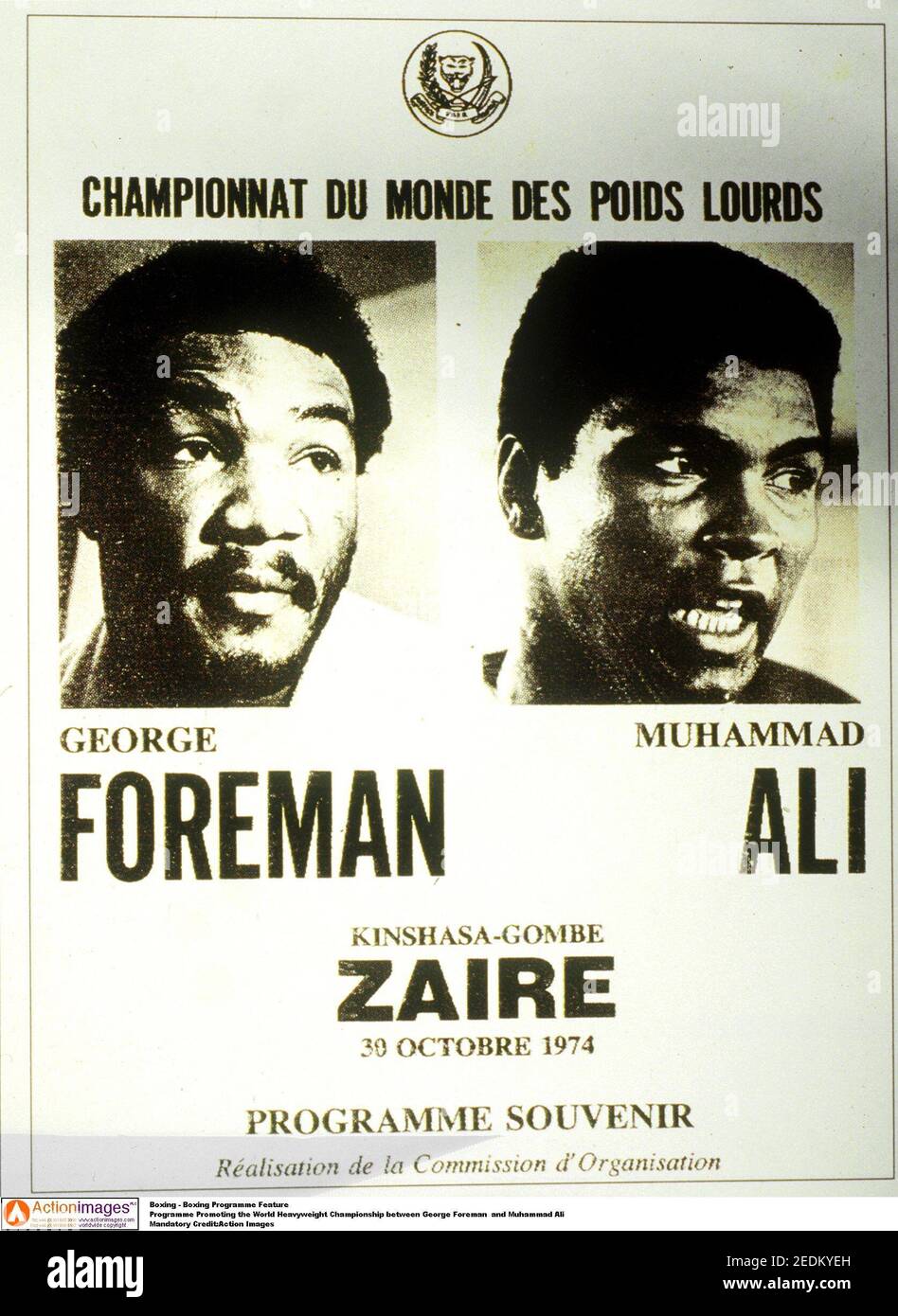 Boxe - Programme de boxe Programme de promotion du World Heavyweight Championnat entre George Foreman et Muhammad Ali crédit obligatoire : images d'action Banque D'Images