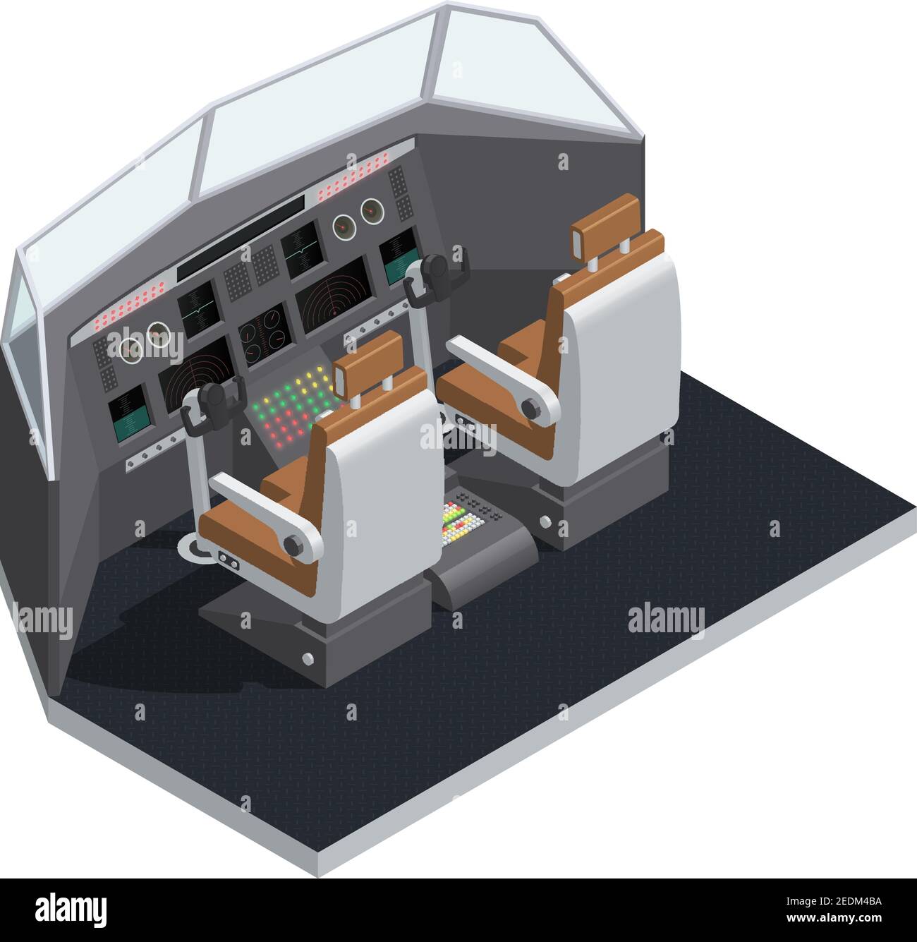Intérieur d'avion coloré composition isolée 3d isométrique avec côté cockpit afficher l'illustration vectorielle Illustration de Vecteur
