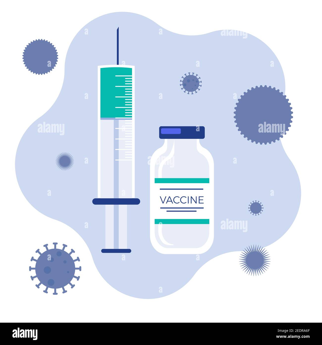 Illustration d'une seringue et d'un vaccin sur un dos blanc Banque D'Images