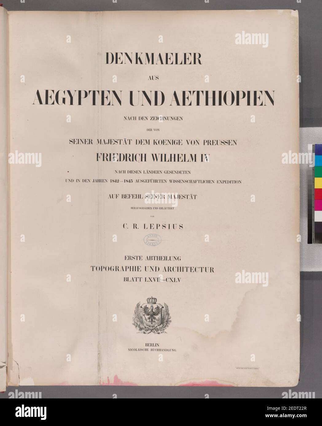 Page de titre Erste Abtheilung- topographie und Architectur, Blatt 67 - 145 Banque D'Images