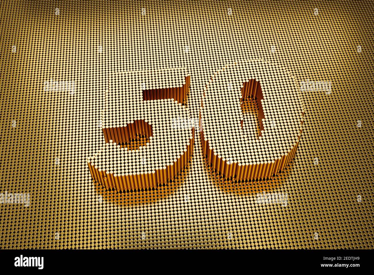 Le numéro 50 en or. Concept anniversaire ou anniversaire. Banque D'Images