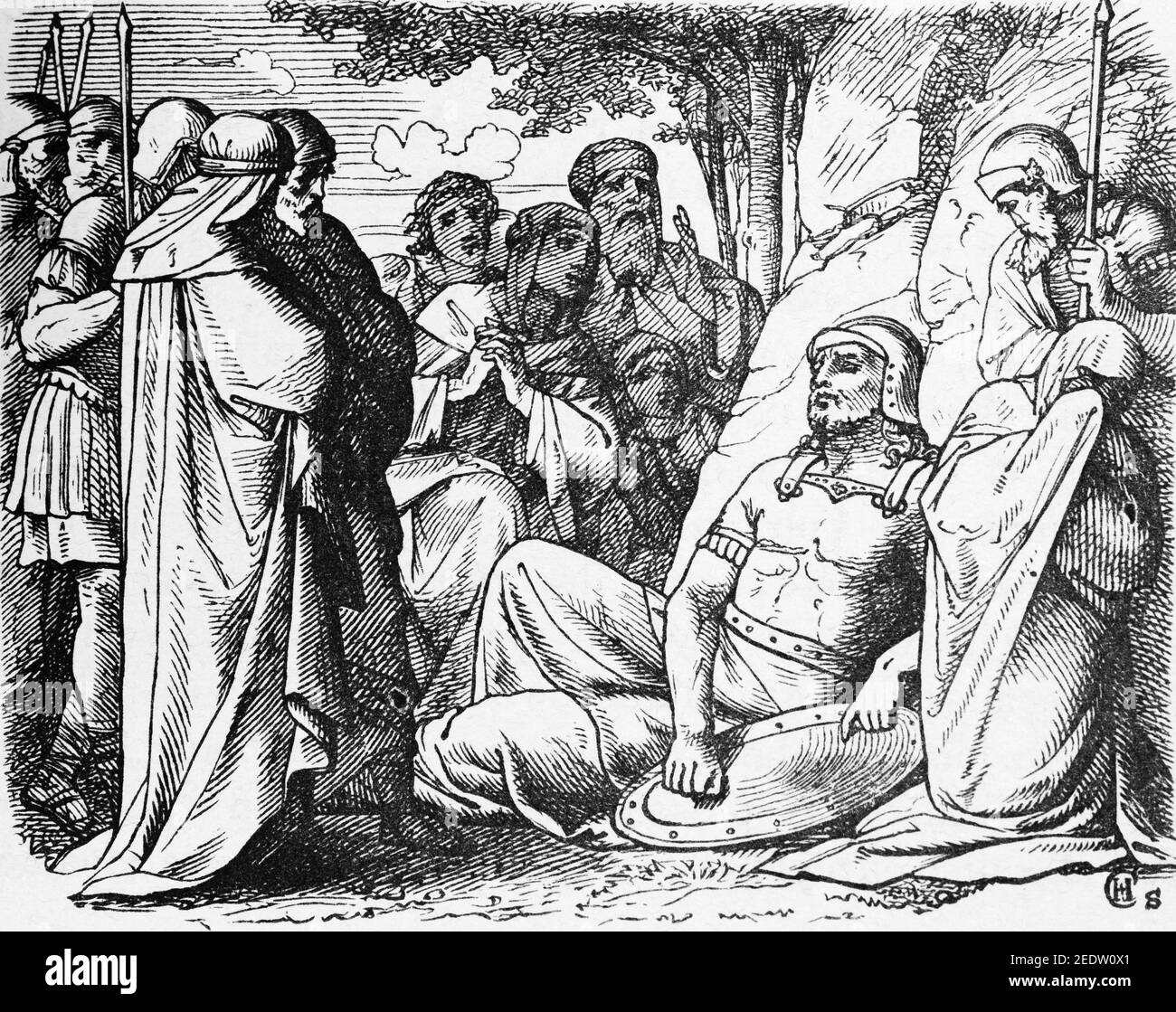 Sacrifice et exploits de Judas Machabe, mort de Judas, ancien Témnet, histoire biblique historique biblique de l’ancien Testament, Fribourg, 1891 Banque D'Images