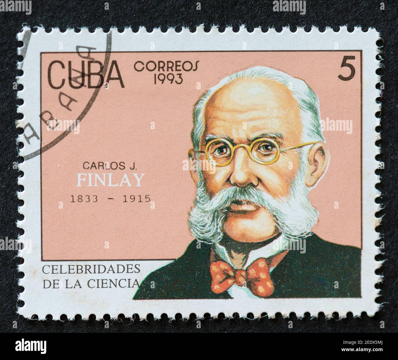 Carlos J. Finlay en vieux timbres postaux cubains vintage Banque D'Images