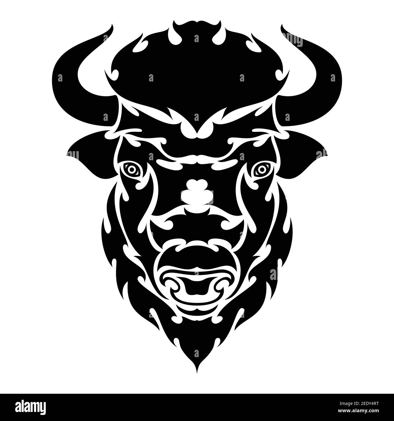 Portrait abstrait dessiné à la main d'un bison. Illustration vectorielle stylisée pour tatouage, logo, décoration murale, motif imprimé T-shirt ou extérieur. Cette mise en plan est mauvaise Illustration de Vecteur