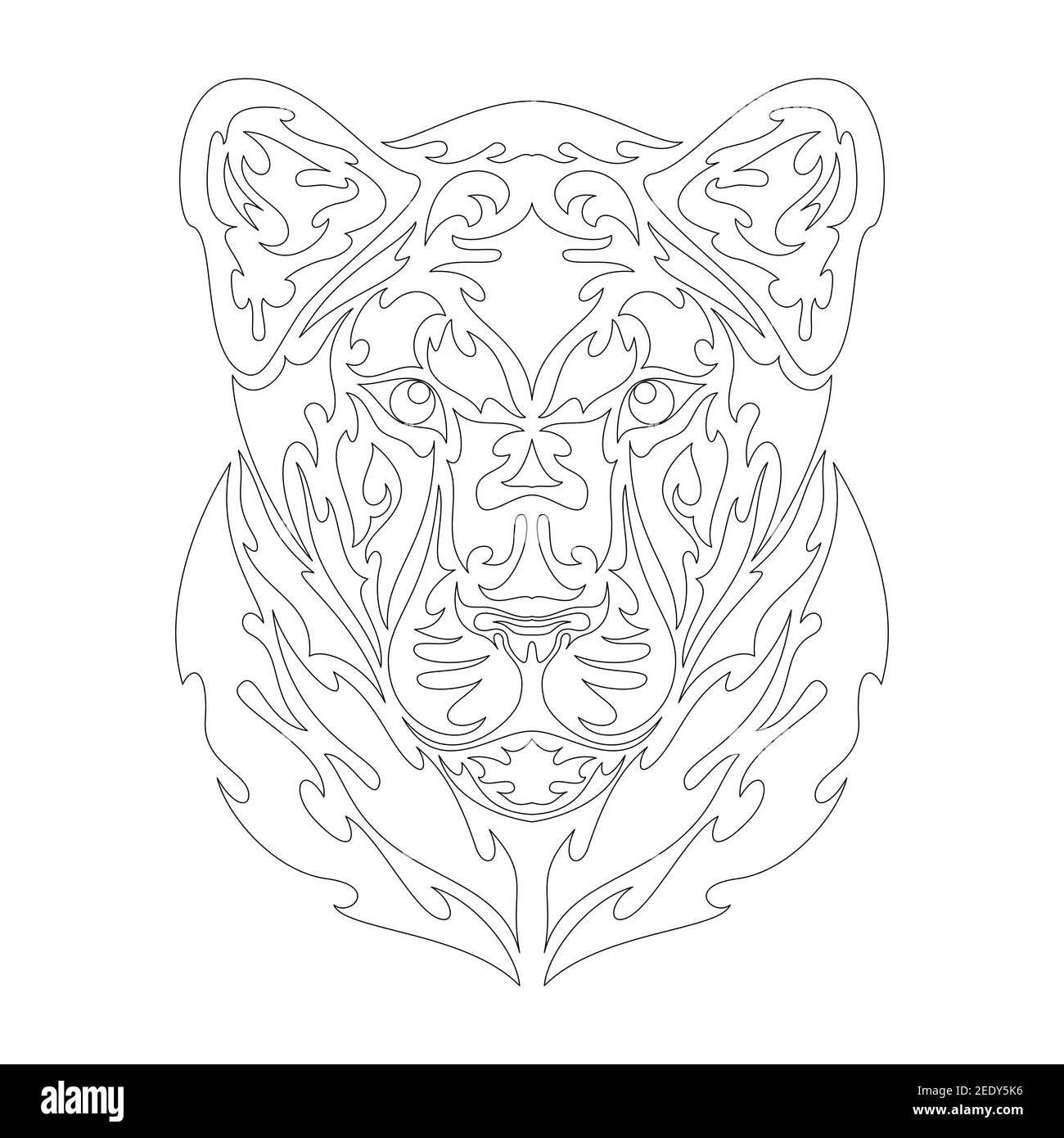 Portrait abstrait dessiné à la main d'une lionne. Illustration vectorielle stylisée pour tatouage, logo, décoration murale, motif imprimé T-shirt ou extérieur. Cette mise en plan va Illustration de Vecteur