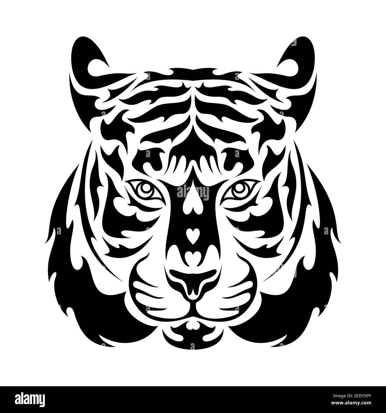Portrait abstrait dessiné à la main d'un tigre. Illustration vectorielle stylisée pour tatouage, logo, décoration murale, motif imprimé T-shirt ou extérieur. Cette mise en plan est mauvaise Illustration de Vecteur