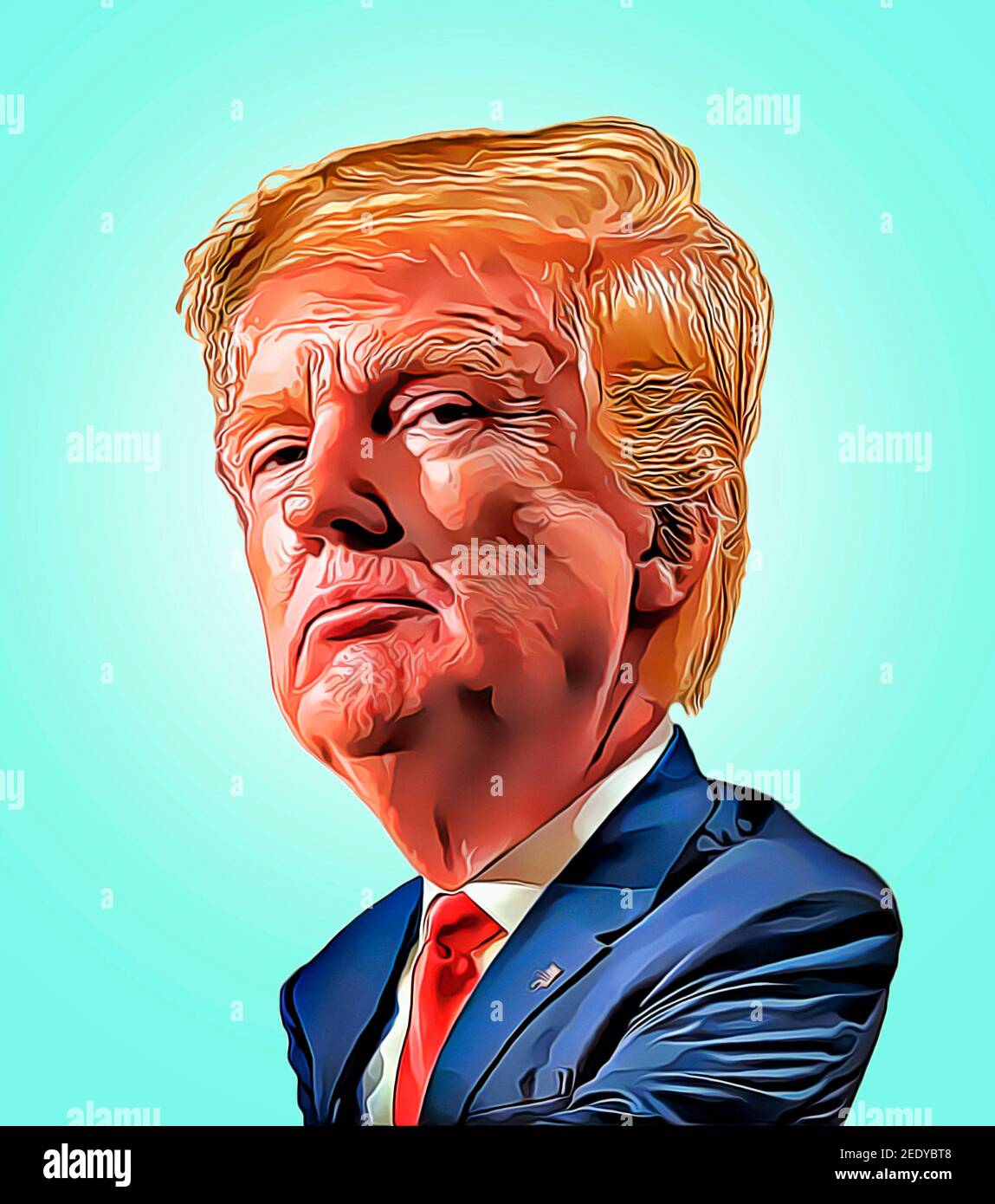 Couleur du dessin animé Donald Trump Banque D'Images