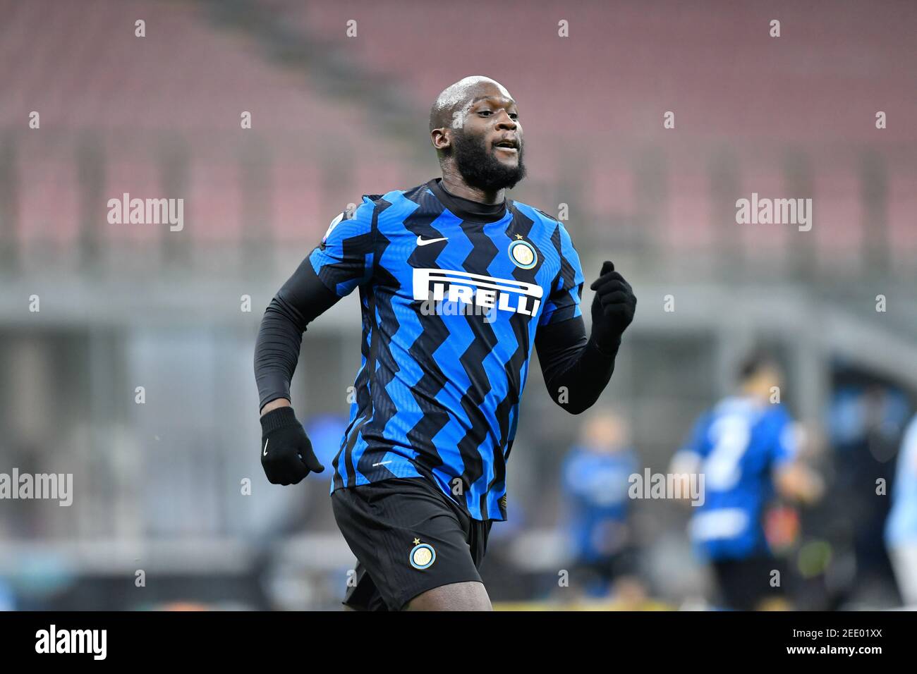 Milan, Italie. 14 février 2021. Romelu Lukaku (9) de l'Inter Milan vu dans la série UN match entre l'Inter Milan et le Latium à Giuseppe Meazza à Milan. (Crédit photo : Gonzales photo/Alamy Live News Banque D'Images