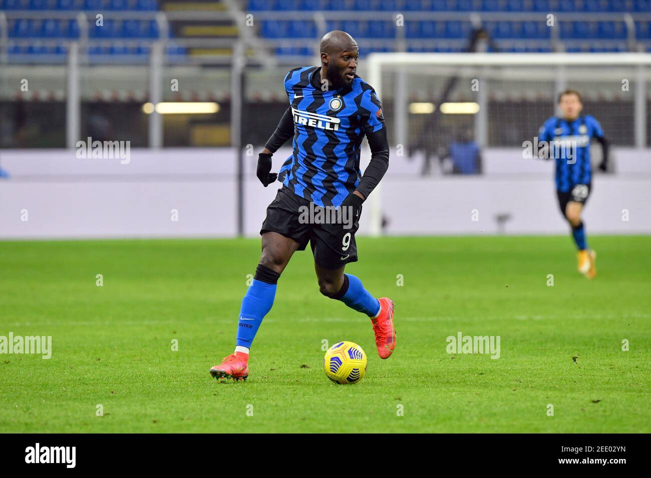 Milan, Italie. 14 février 2021. Romelu Lukaku (9) de l'Inter Milan vu dans la série UN match entre l'Inter Milan et le Latium à Giuseppe Meazza à Milan. (Crédit photo : Gonzales photo/Alamy Live News Banque D'Images