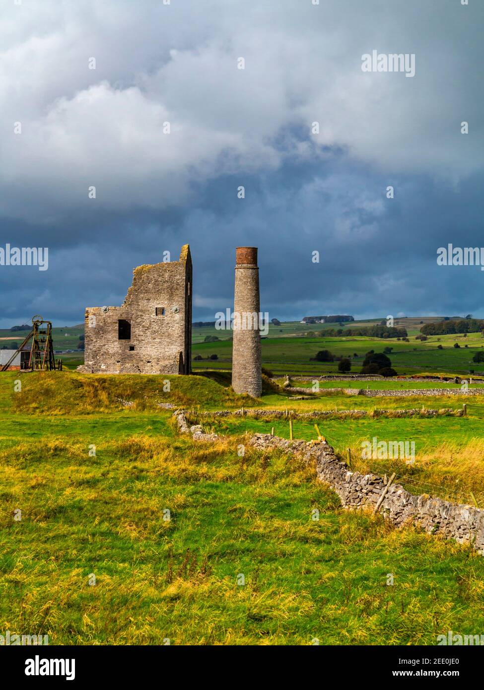Magpie Mine près de Sheldon la dernière mine de plomb en activité du Derbyshire Peak District England UK a fermé ses portes en 1958 après deux cents ans de production. Banque D'Images