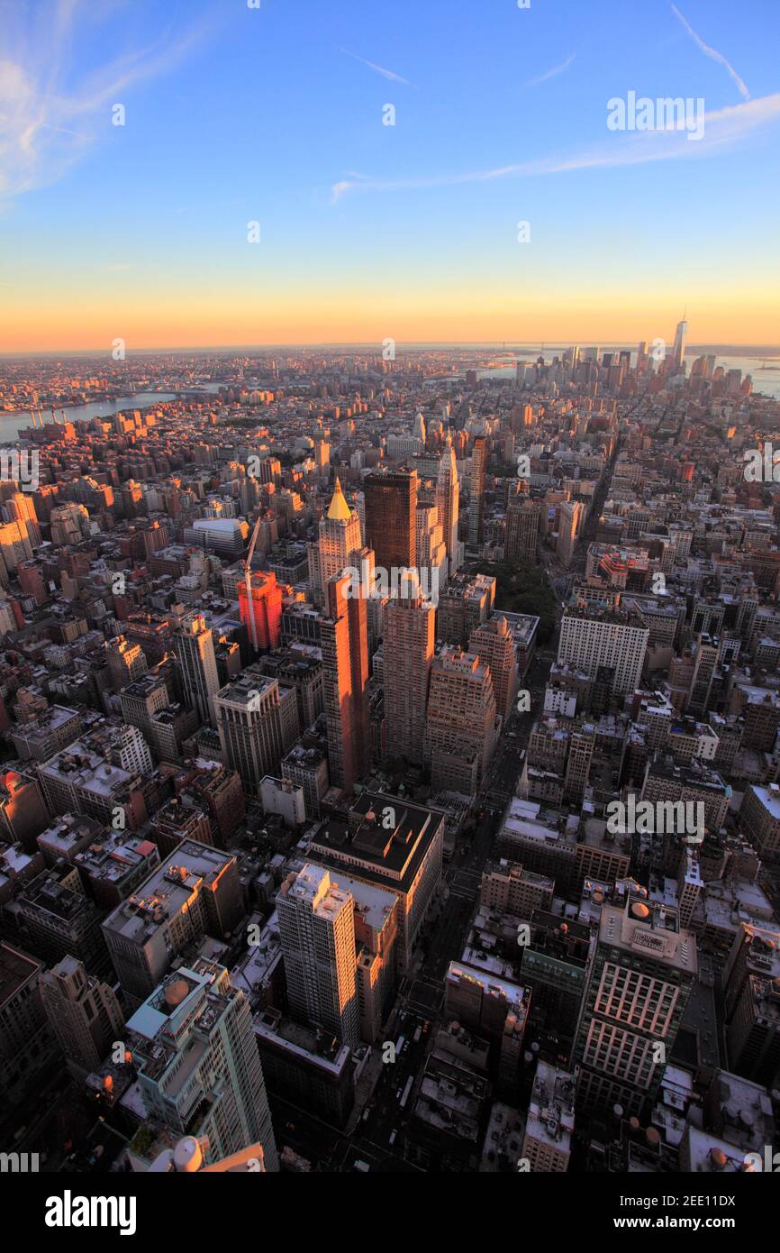 Manhattan vu de l'Empire State Building, New York City, USA Banque D'Images