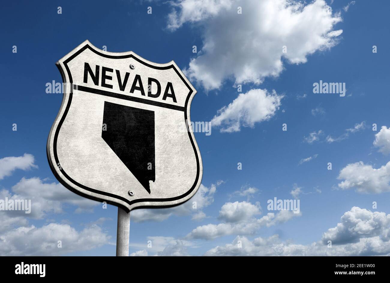 Route 66 carte de l'État du Nevada roadsign Banque D'Images