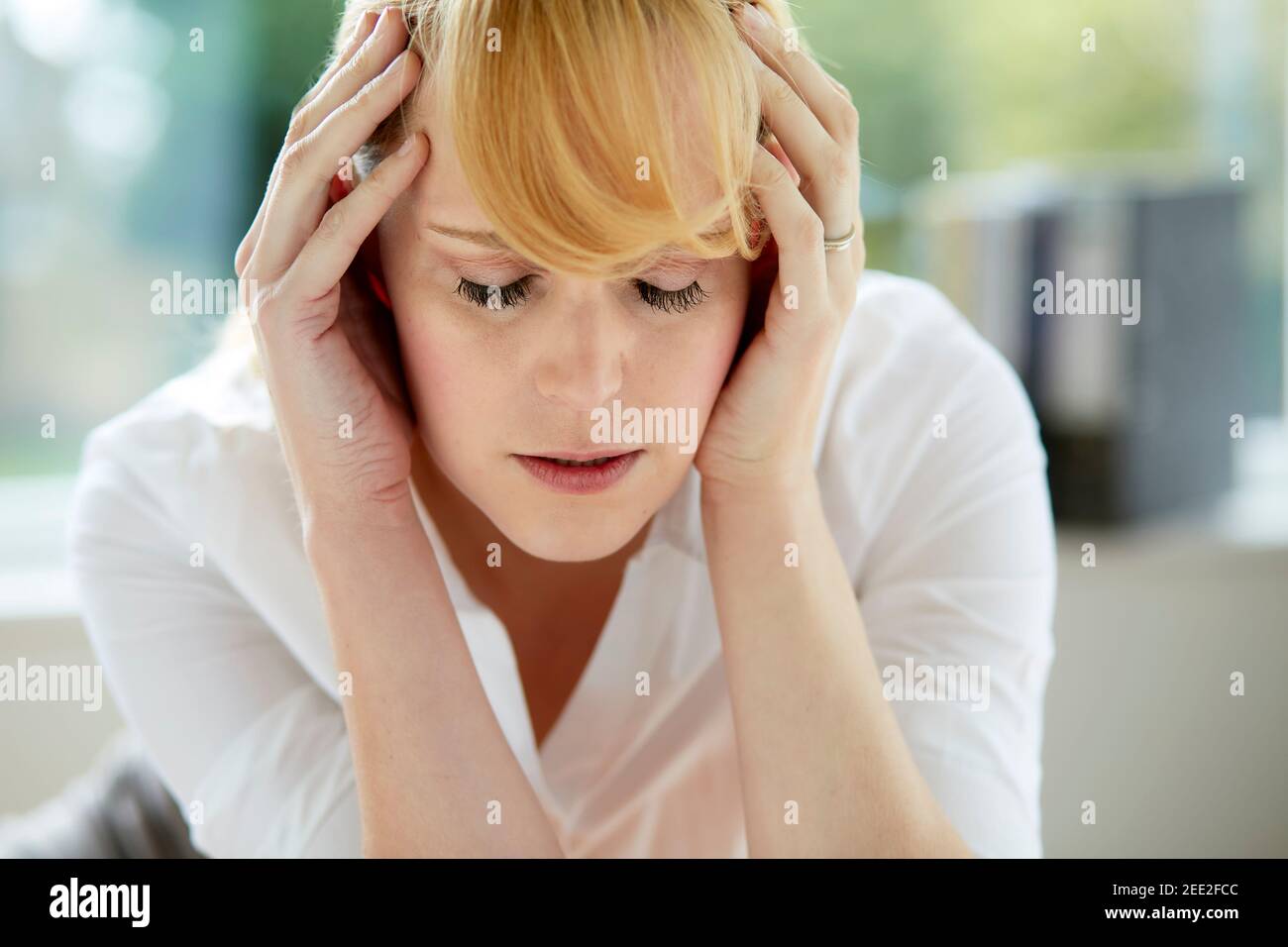 Femme stressée Banque D'Images