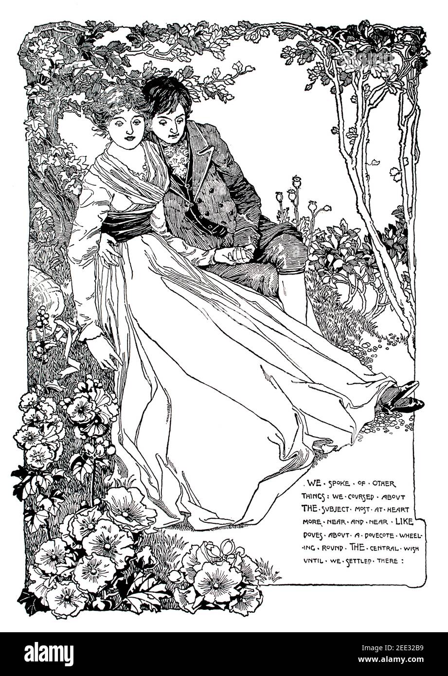 Illustration du poème de fille de Gardener de Tennyson par Fred H ball de Nottingham, en 1899 The Studio an Illustrated Magazine of Fine and Applied Art Banque D'Images