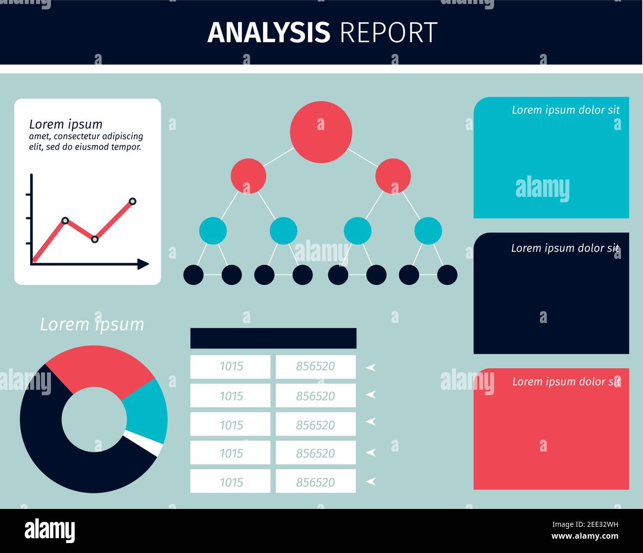 Tableau de bord graphique du rapport d'analyse des données de l'entreprise Illustration de Vecteur