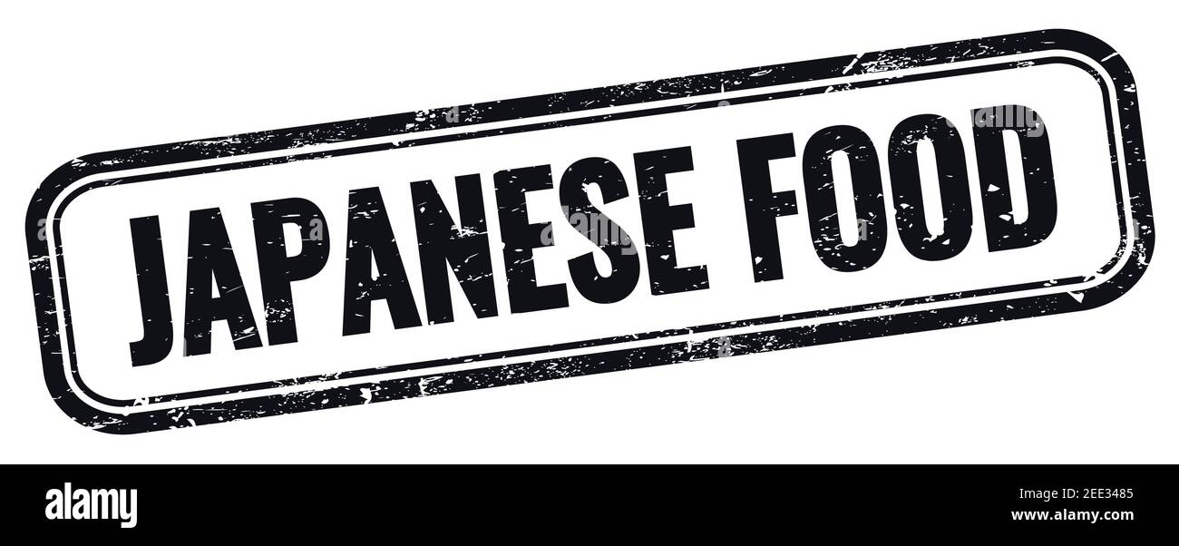 Texte DE LA NOURRITURE JAPONAISE sur timbre noir grungy rectangle vintage. Banque D'Images