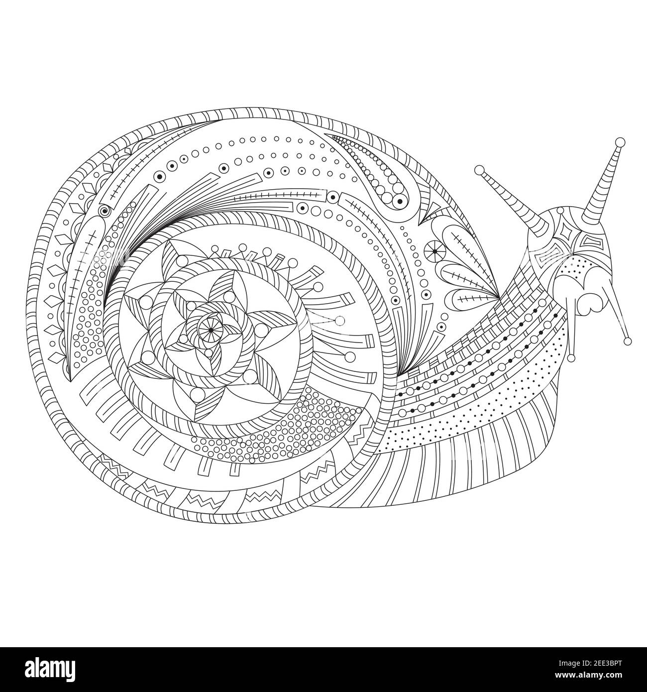 Escargots de zentangle abstraits. Illustration vectorielle. Parfait pour colorier des livres. Illustration de Vecteur