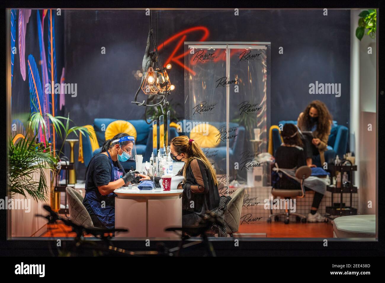 Rawr Nail Bar Fitzrovia London - salon de beauté Rawr et bar Nail au 38 Rathbone PL, Fitzrovia, Londres Banque D'Images