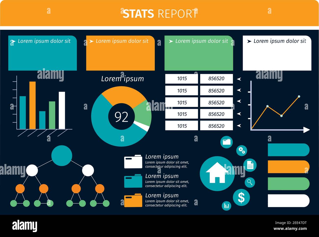 Analyse de l'entreprise rapport statistique présentation graphique tableau de bord vecteur Illustration de Vecteur
