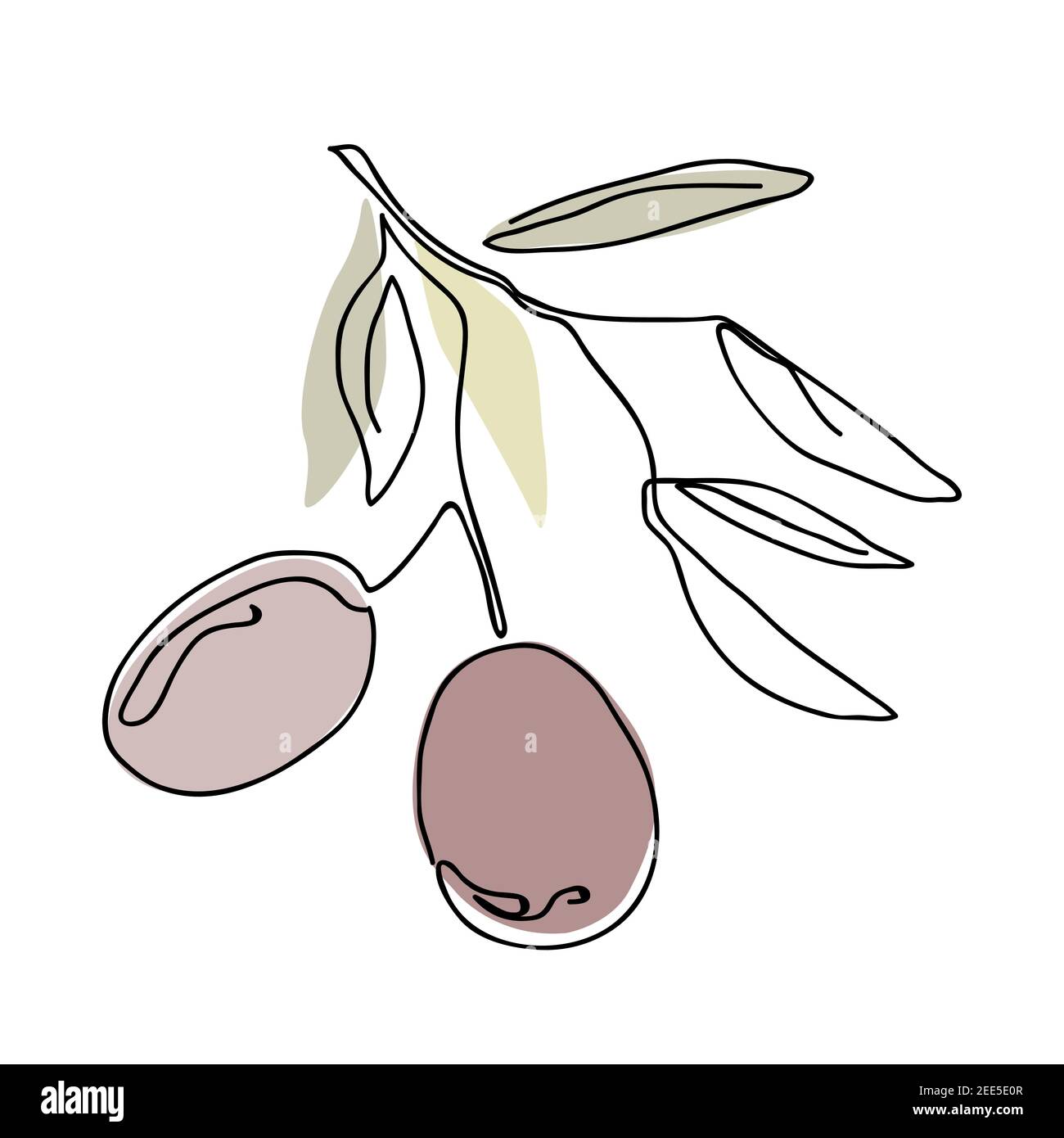 Un seul dessin de ligne continue de brunch aux fruits d'olive biologiques. Dessin moderne à une ligne dessin graphique illustration vectorielle Illustration de Vecteur