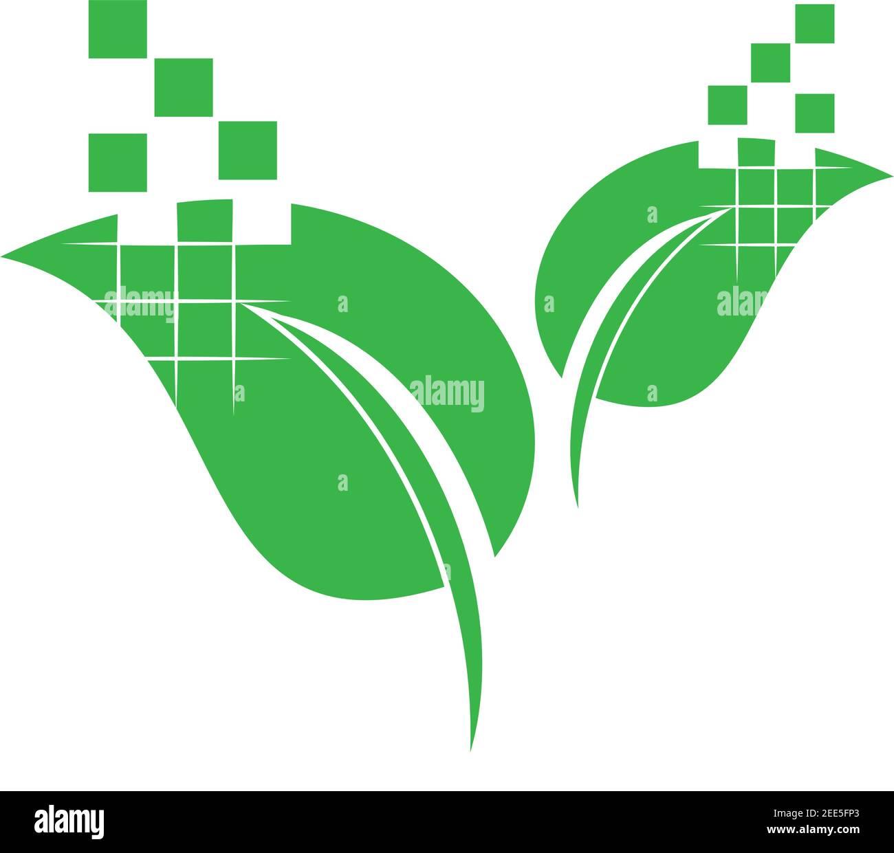 Deux feuilles et rectangles, feuilles, écologie, logo Illustration de Vecteur