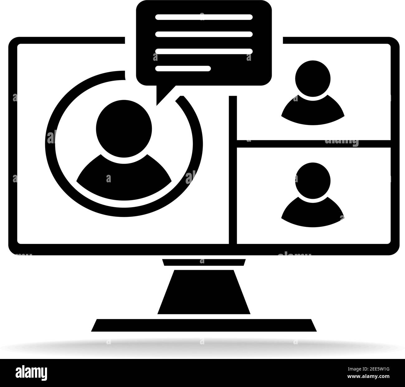 Icône de vidéo conférence. L'activité des personnes sur Internet. Communication, étude et travail à domicile en ligne. Vecteur sur fond transparent Illustration de Vecteur