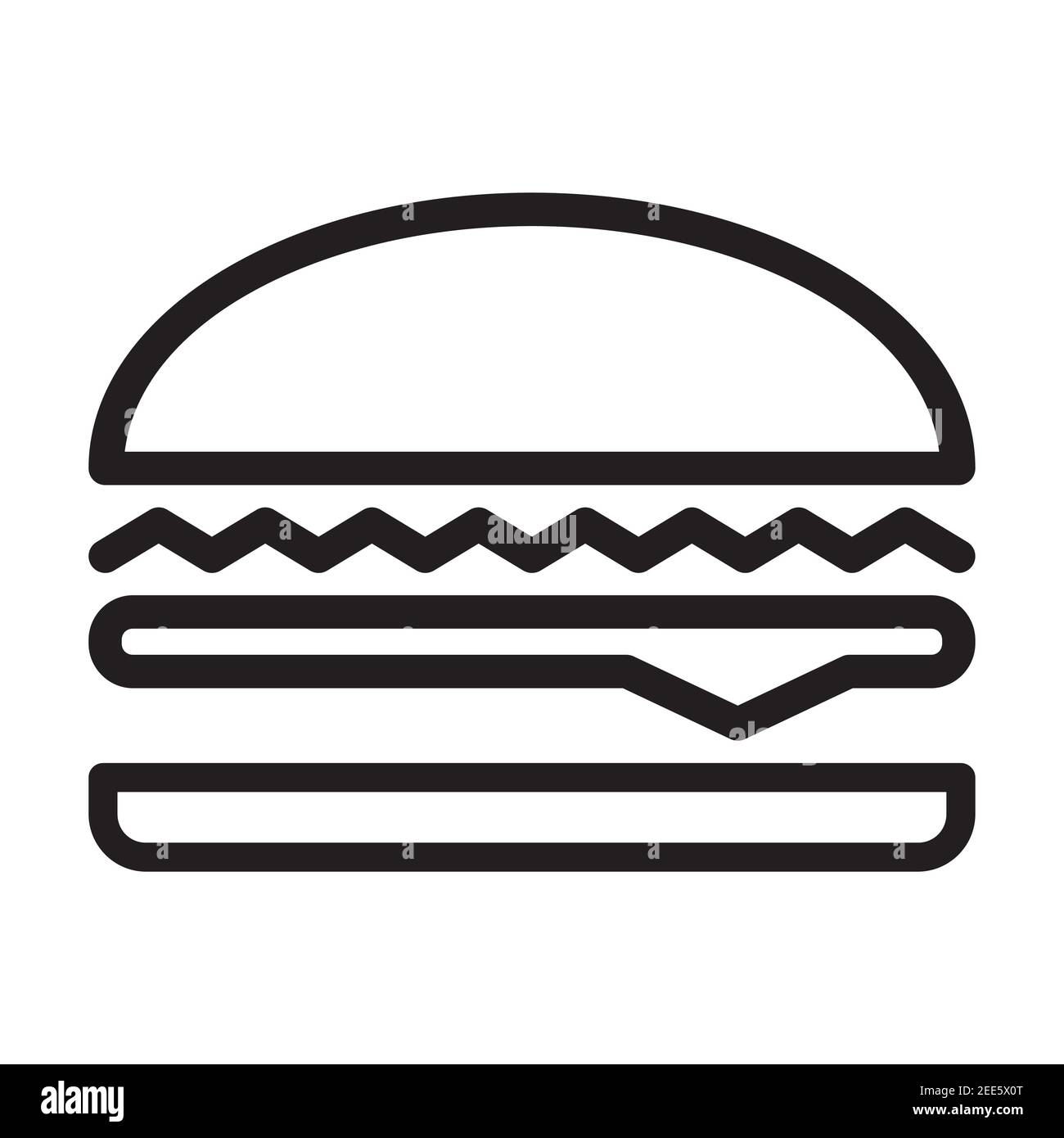 Icône de la ligne plate du hamburger, style de l'icône de la ligne plate du fast-food. Illustration de Vecteur