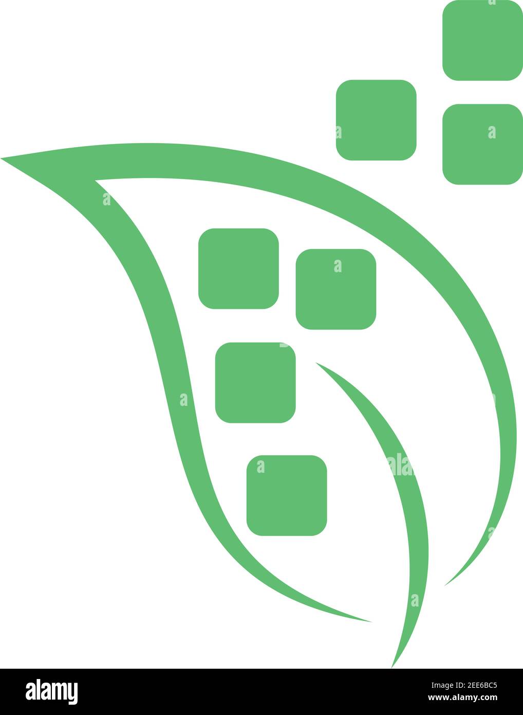 Feuille et rectangles, pixel, feuille et logo de plante Illustration de Vecteur