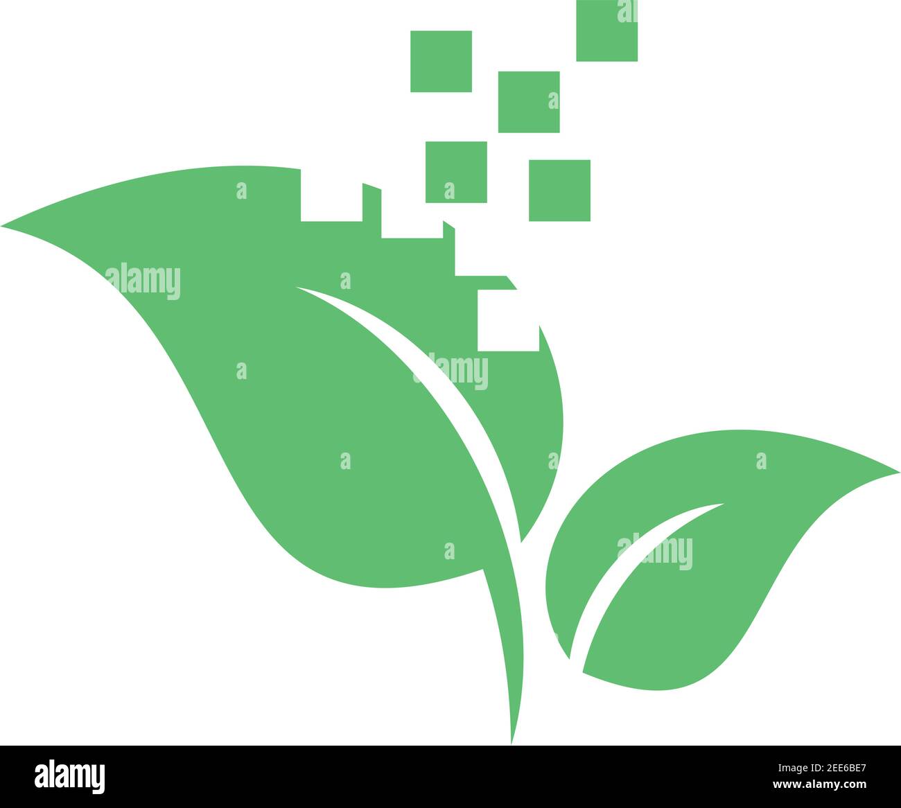 Deux feuilles et rectangles, feuilles, écologie, logo Illustration de Vecteur