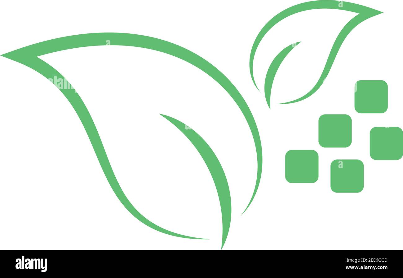 Deux feuilles et rectangles, feuilles, écologie, logo Illustration de Vecteur