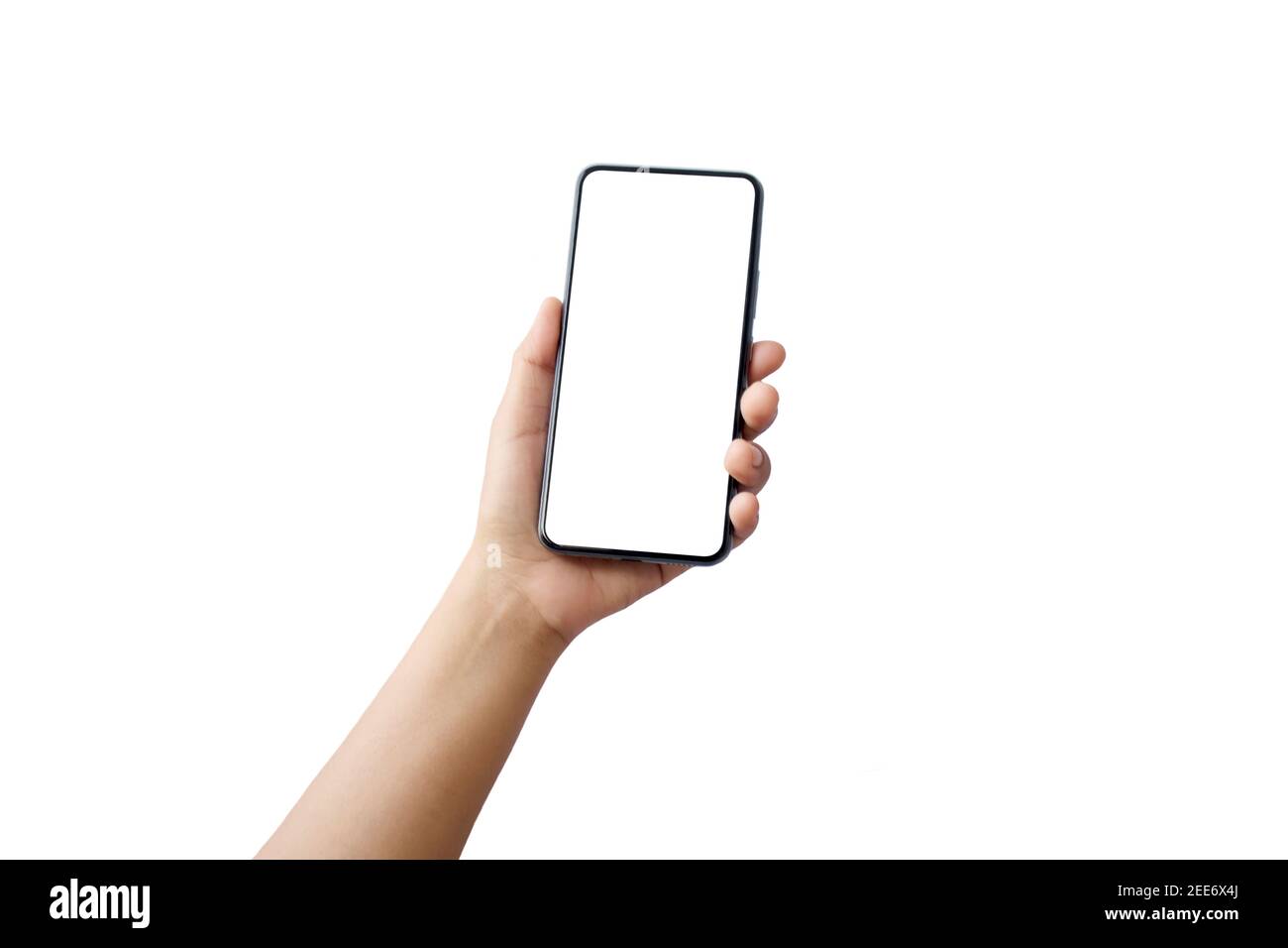 Smartphone mobile au design élégant et à l'écran vierge isolé sur fond blanc avec le chemin d'écrêtage. Banque D'Images