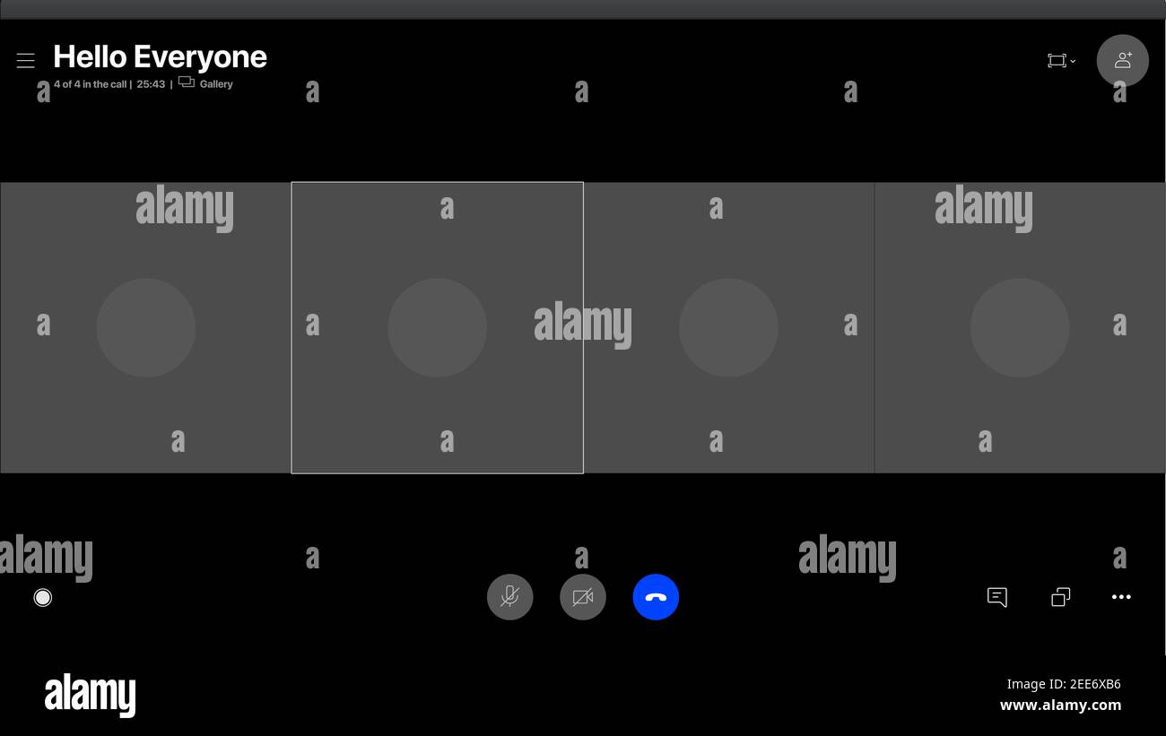 Interface pour 4 personnes. Modèle d'appel vidéo. Interface utilisateur Meeting App Flat Vector. Illustration vectorielle. Illustration vectorielle Illustration de Vecteur