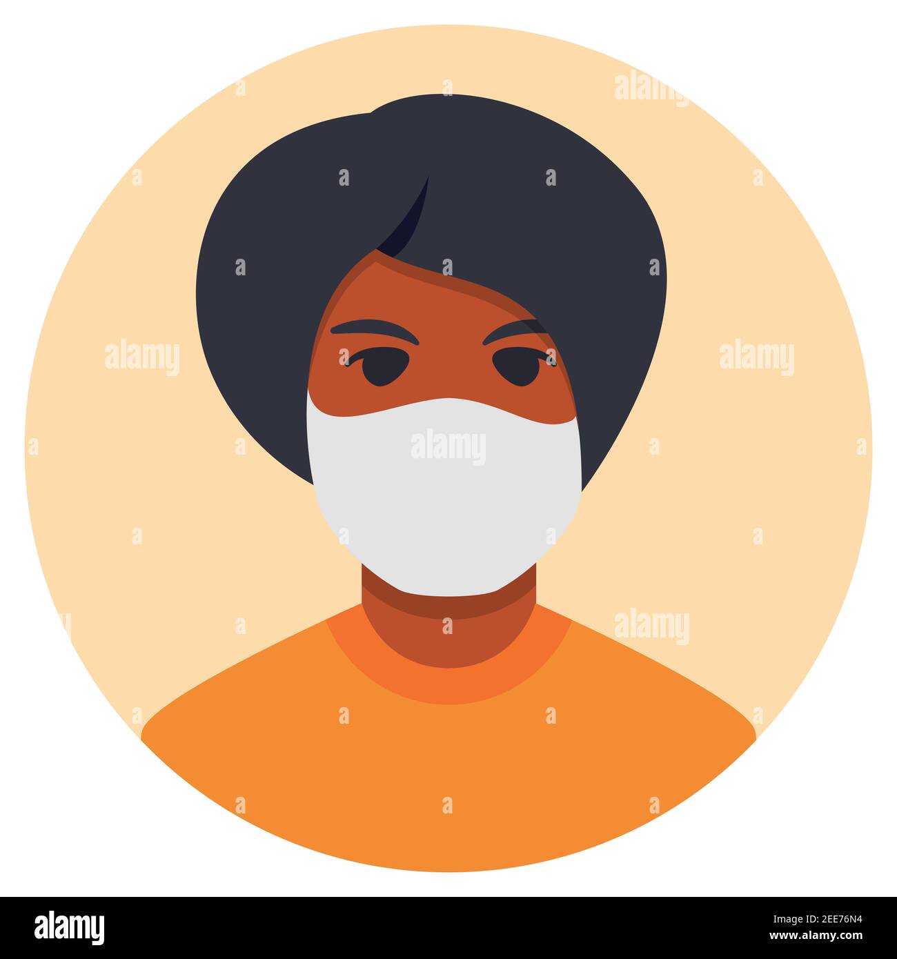 Avatar de fille afro-américaine. Port de protection contre le coronavirus.personnes portant un masque chirurgical de protection.Vector plat. Illustration de Vecteur