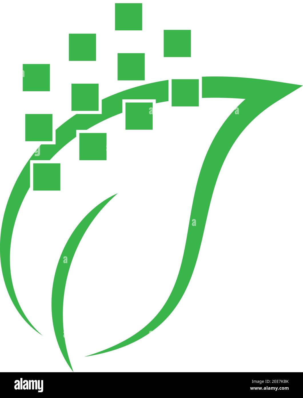 Feuille et rectangles, pixel, feuille et logo de plante Illustration de Vecteur