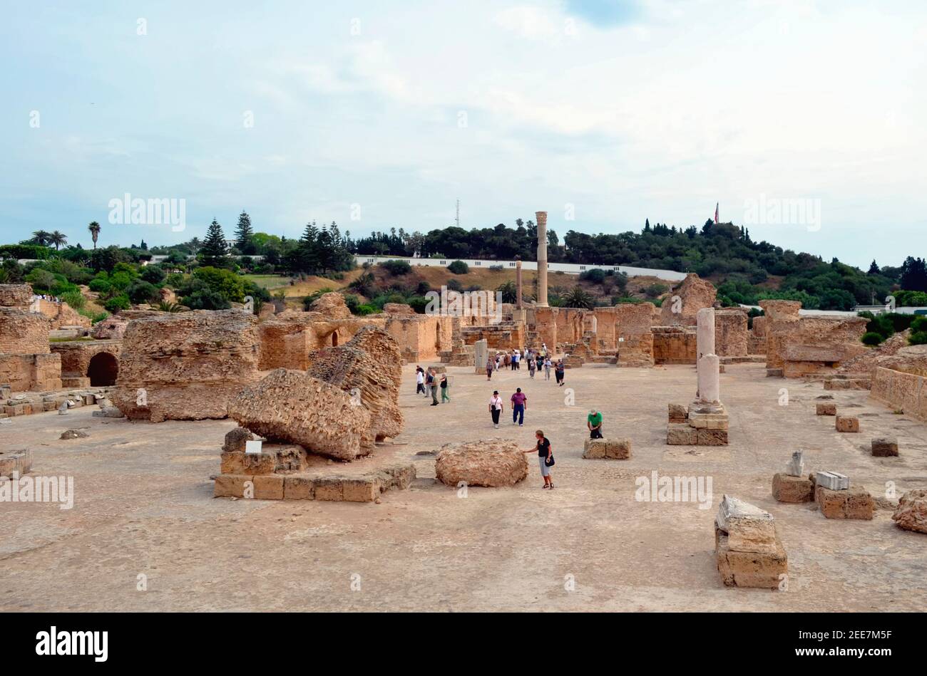 Vue sur le site des ruines des thermes romains d'Antonine La région de Carthage de Tunis Banque D'Images