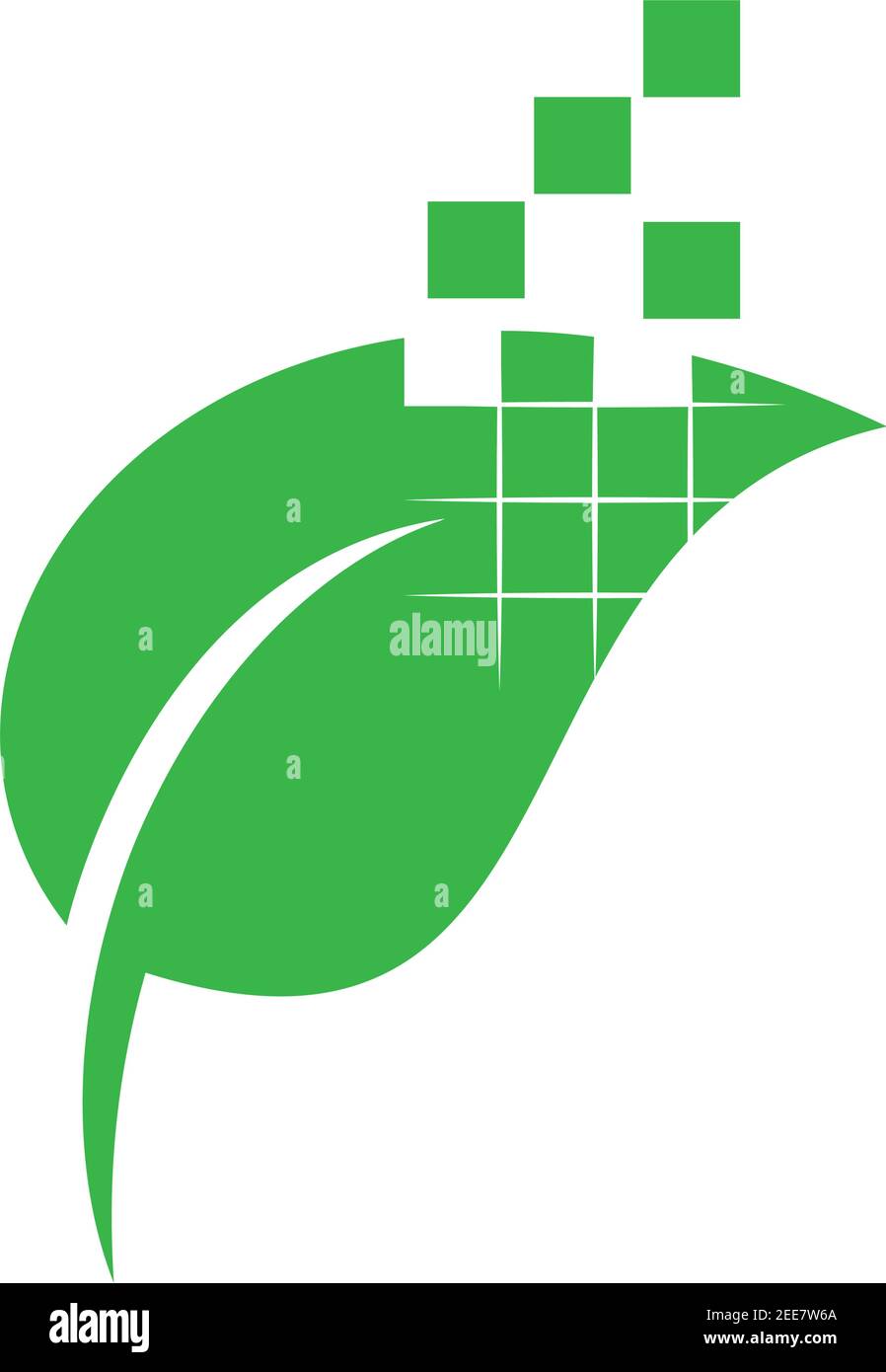Feuille et rectangles, pixel, feuille et logo de plante Illustration de Vecteur